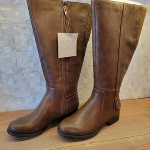 LIFESTRIDE WOMENS X-AMY LEATHER WIDE CALF TALL KNEE-HIGH BOOTS